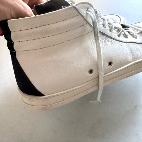 P448 MENS Skate Leather Two Tone High Top Sneakers White Black Size 11.5/45 - Picture 5 of 10